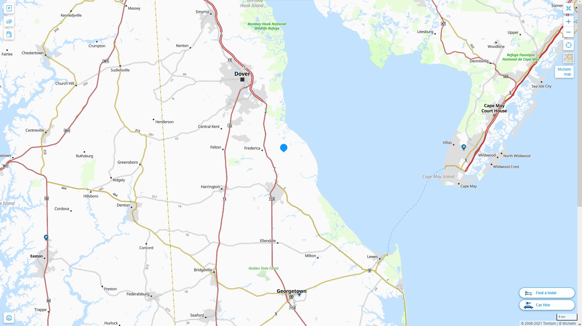 Milford Delaware Highway and Road Map